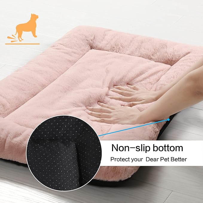 Dog Beds Crate Pad for Medium/Large Dogs Fit Metal Dog Crates,Ultra Soft Dog Crate Bed Washable & Anti-Slip Kennel Pad for Dogs Cozy Sleeping Mat,Pink 36inch