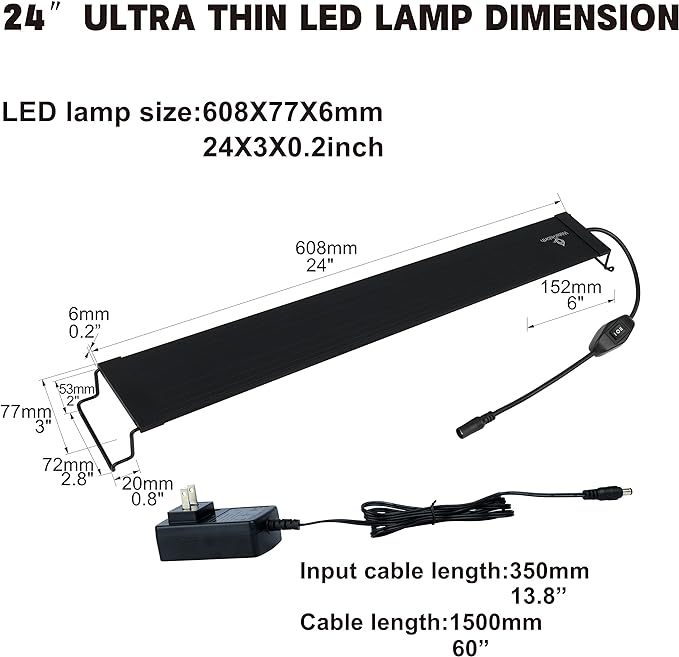 Fish Tank Light LED Aquarium Lights with Extendable Bracket (Switch Version, 24-30")