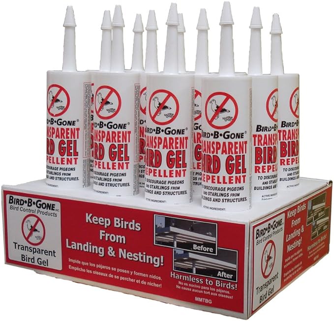 Bird B Gone - Transparent Bird Gel - Bird Repellent Gel, Pigeon Deterrent for Balcony, Bird Deterrents for Outside, Bird Repellent Devices Outdoor, Bird Proof Gel for Pigeons Starlings