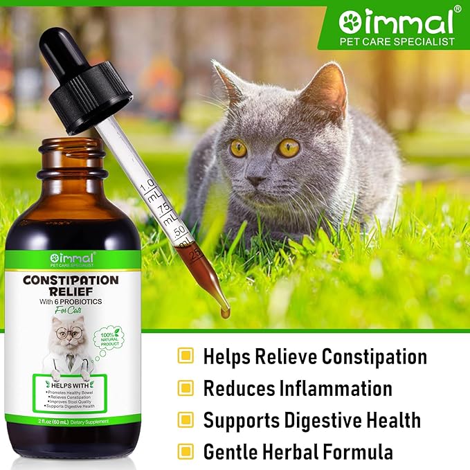 Cat Constipation Relief, Cat Constipation Drops for Cats Constipation Relief - Pet Herbal Supplements for Cats Laxative Constipation Relief, Chicken Flavour - 4 Fl Oz / 2 Pack
