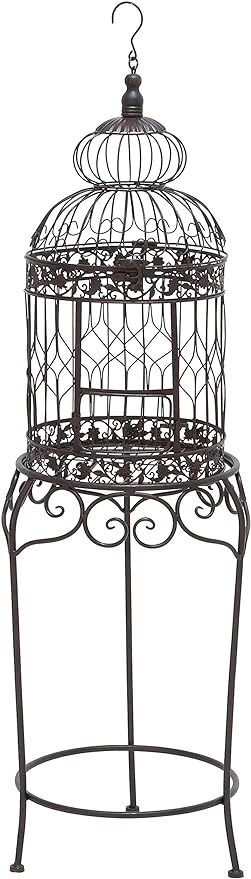 Deco 79 55122 Benzara Victorian Style Bird Cage, 47" H/14 W, Black