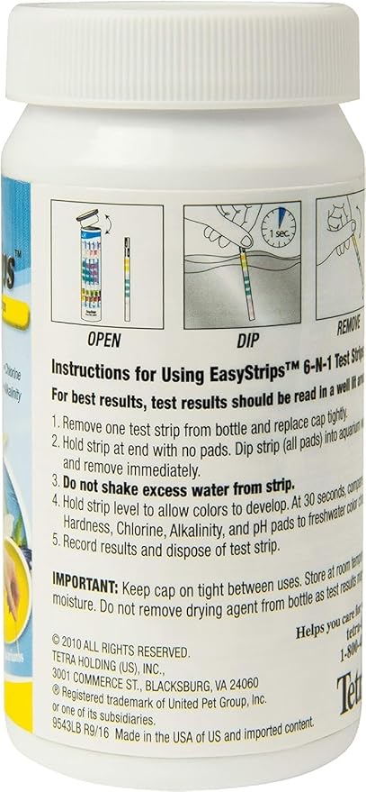 Tetra EasyStrips 6-in-1 aquarium Test Strips, Water Testing, Model:19543, (Pack of 2)