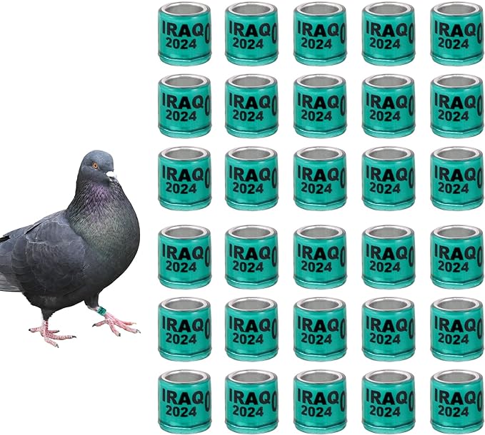 50Pcs Aluminium Pigeon Leg Rings with 2024 Training Identify Birds Leg Ring (Dark Green)