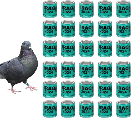 50Pcs Aluminium Pigeon Leg Rings with 2024 Training Identify Birds Leg Ring (Dark Green)