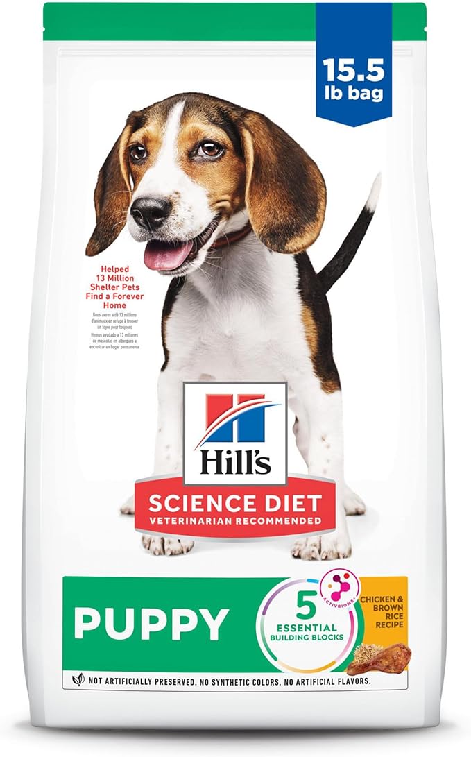 Hill's Science Diet Puppy, Puppy Premium Nutrition, Dry Dog Food, Chicken & Brown Rice, 15.5 lb Bag