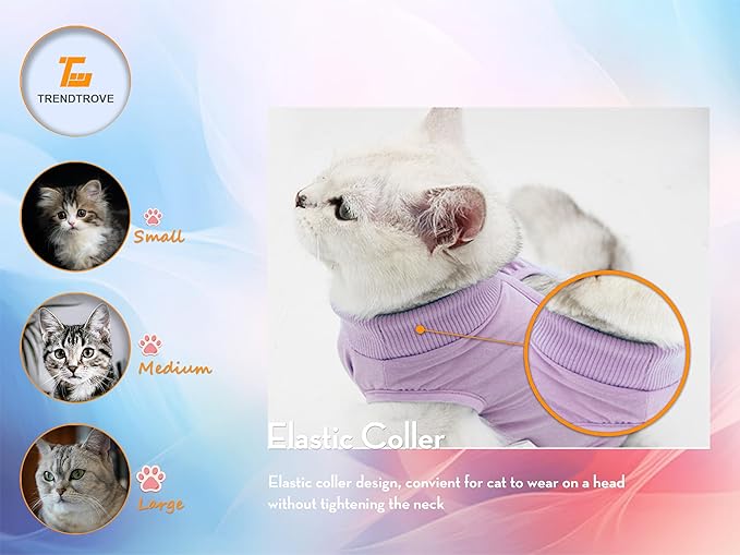 2PCS Cat Cone Collar and Cat Recovery Suit, Anti-Bite, Stop Licking Wounds, Adjustable Soft Elizabethan Cone, Cat Onesie for Female Cat After Surgery