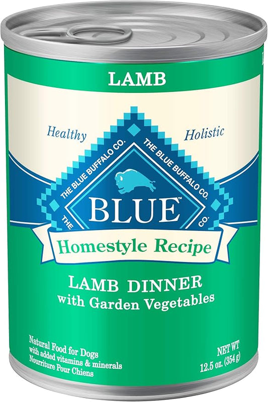 Blue Buffalo Homestyle Recipe Natural Adult Wet Dog Food, Lamb 12.5 oz cans (Pack of 12)