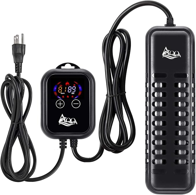 AQQA Submersible Aquarium Heater,100W/200W/300W/500W/800W/1000W/1200W Fish Tank Heater,External Temperature Controller LED Temperature Display,Suitable for Saltwater and Freshwater(1200W)