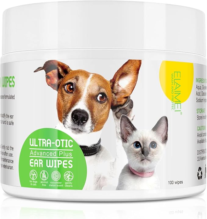 Dog Ear Wipes, Ear Cleaner Wipes for Dogs & Cats Supports Soothing Dog Yeast Infection, Soothes Itchy & Inflamed Ears, Remove Ear Wax Debris & Ear Odor, Pet Ear Care Supplies Ear Finger Wipes - 50pcs