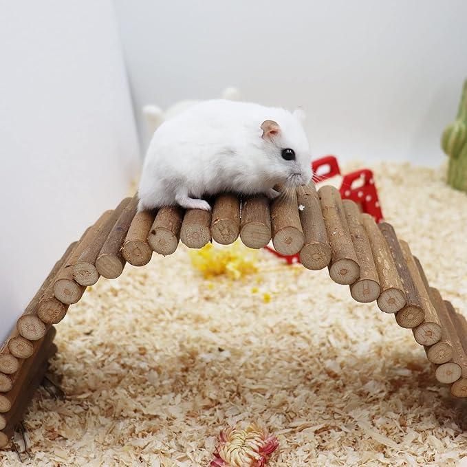 Rat Ladder Bridge, Wooden Hamster Climbing Ladder Toy, Small Animals Cage Accessories for Bird Parrot Hamster Mouse Rat Sugar Glider Hermit Crab Sugar Glider Chinchilla(23.62x3.14 Inches)