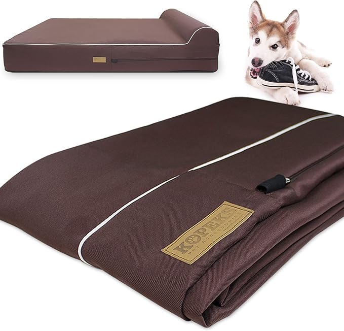 KOPEKS Dog Bed Chew Proof Replacement Cover Memory Foam Beds - Brown - Extra Large (Jumbo Size), (KPS-1113)