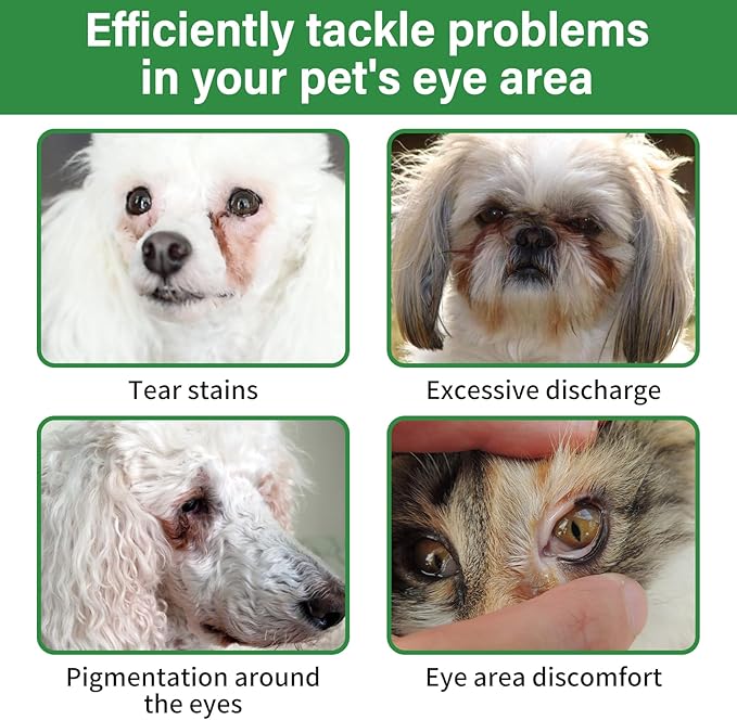 Eyes Wipes for Dogs & Cats - 𝟭𝟮𝟬𝗰𝘁 Gently Remove Tear Stain, Eye Debris, Discharge & Mucus Secretions - aloe vera Pet Cleaning Wash Pads for Eyes, Wrinkle, Face