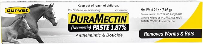 DuraMectin Ivermectin Paste 1.87% Horse Wormer 1 Tube (for Horses only)