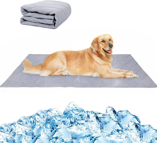 NACOCO Pet Summer Cooling Blanket 31.5" x 43.3" Double-sided availability Mat Dog Throw Puppy Self Cat Pad Bed Cover for Home Outdoor sofa Sleeping Washable Portable Lightweight Small to Large(Grey,M)