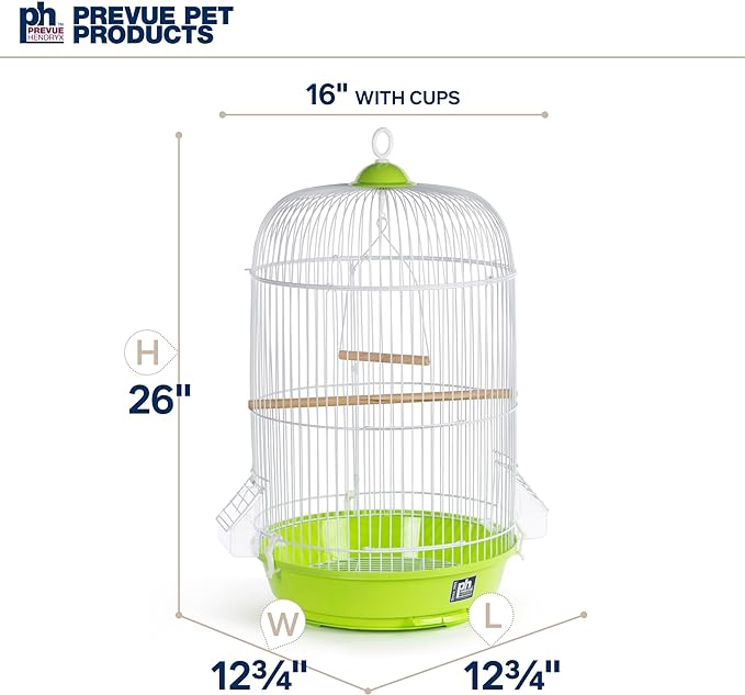 Prevue Hendryx SP31999G Classic Round Bird Cage, Green,1/2"