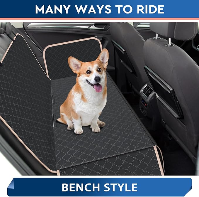 Dog Car Seat Cover Dog Seat Cover for Back Seat Scratch Prevention Dog Hammock Protects Against Dirt Dog Seat Covers for Cars Fits for Small SUVs and Trucks 54"x 58", Khaki