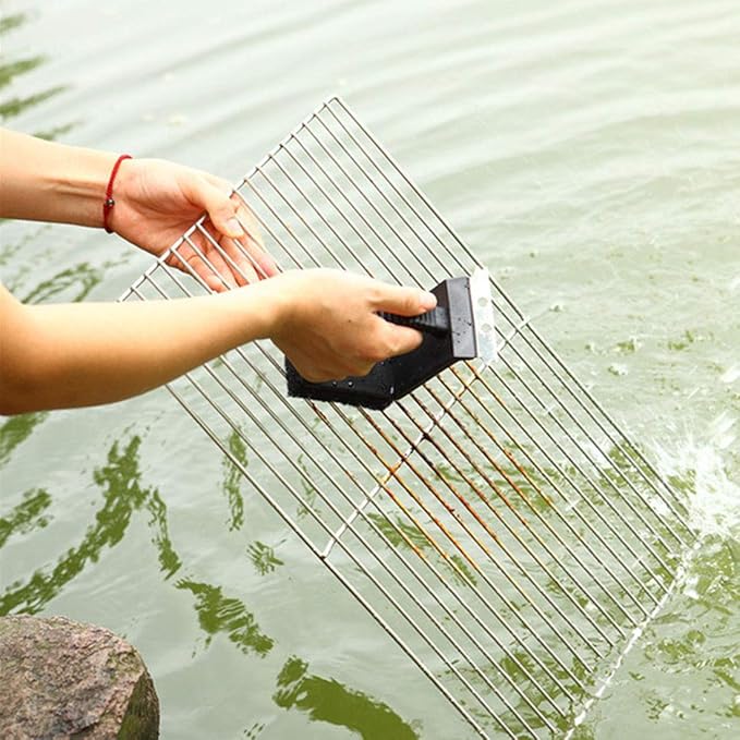 Bonaweite Bird Cage Cleaner, Bird Cage Cleaning Brushes, Multi-function Stainless Steel Triangle Bird Cage Brush Set, Birdcage Cleaner Poop off Scrub Brush Kit for Cleaning Bird Cage Perch Kennel