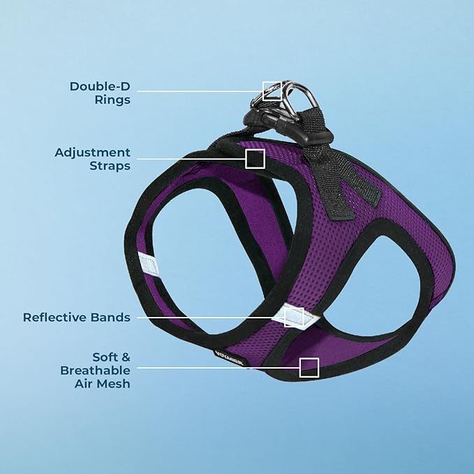 Voyager Step-in Air Dog Harness - All Weather Mesh Step in Vest Harness for Small and Medium Dogs and Cats by Best Pet Supplies - Harness (Purple/Black Trim), S (Chest: 14.5-16")