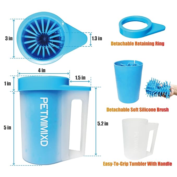 Dog Paw Cleaner for Dogs with Handle,Dog Paw Washer,Portable Pet Foot Cleaner, Medium, Blue