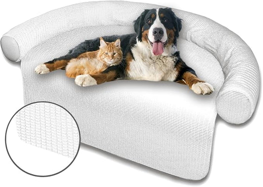 Dogs/Cats Bed Mats, Couch Cover for dogs, Sofa Style Luxurious Mat for Pets, Waterproof Lining and Nonskid Bottom Perfect on Dog Crate, Cat Cage or in The Car. (White Waffle, XXL)