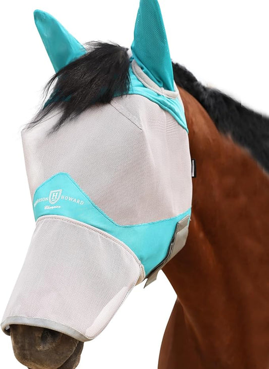 Harrison Howard Full Face Horse Fly Mask UV Protection and Breathable Mask for Equine Use Comfortable Fly Mask for Horses Mint L