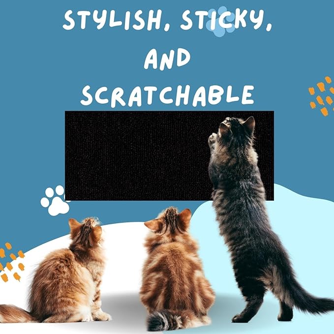 Cat Scratch Mat (5 Pack), 23.6’’ x 11.8’’ Versatile Self-Adhesive Replacement Easy Use for Cat Trees, Cat Wall Furniture, Scratching Posts, and Couch Protection (Black)