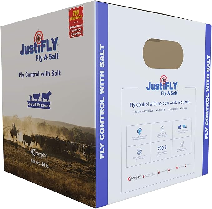 Fly-A-Salt Cattle Fly Control Block with Salt, 44 lb | 700 Feedings Per Salt Block. One Block Feeds 7 Cows for 3 Months.