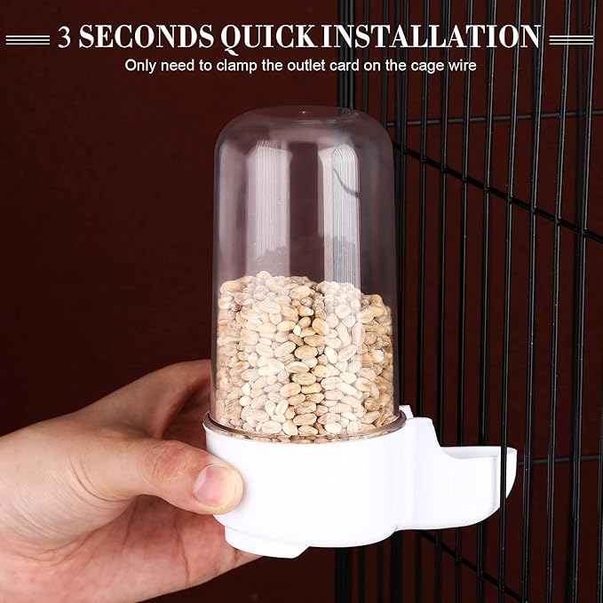 4 Pieces Automatic Bird Feeder Bird Cage Water Dispenser Bird Water Feeder Bird Cage Waterer Feeder Bird Accessory Drinker Bottle for Hamster Parrot (White, Green, 12 x 5.5 cm)