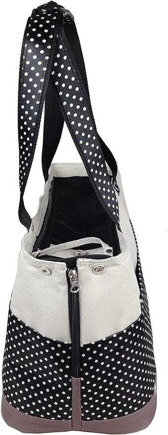 Pet Life Tote Spotted Fashion Pet Carrier Purse - Dog Carrier with built-in leash securer and above-top dual-zipper