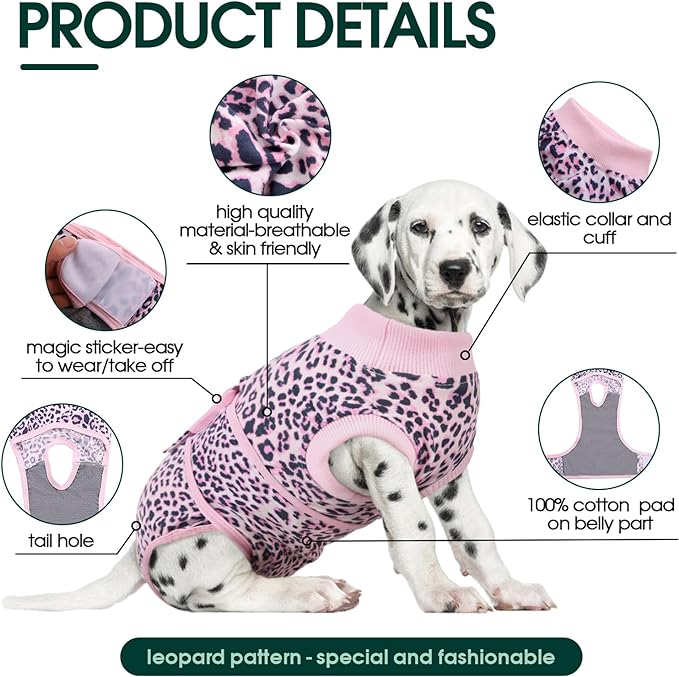 Kuoser Dog Surgery Recovery Suit, Recovery Suit for Female Male Dogs, Dog Onesie After Surgery Spay Neuter, Anti-Licking Pet Surgical Recovery Snugly Suit, Bodysuit for Abdominal Wounds Skin Disease