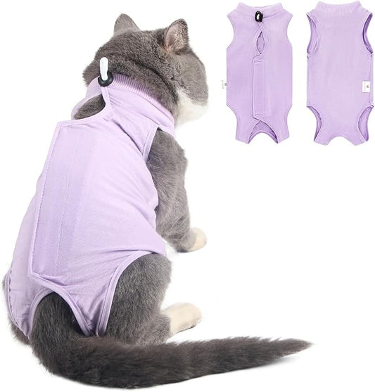 Cat Recovery Suit for Abdominal Wounds or Skin Diseases, Cat Onesie for Cats After Surgery Female Kitten Recovery Suit, Breathable E-Collar Alternative for Cats After Spay Anti Licking Wounds