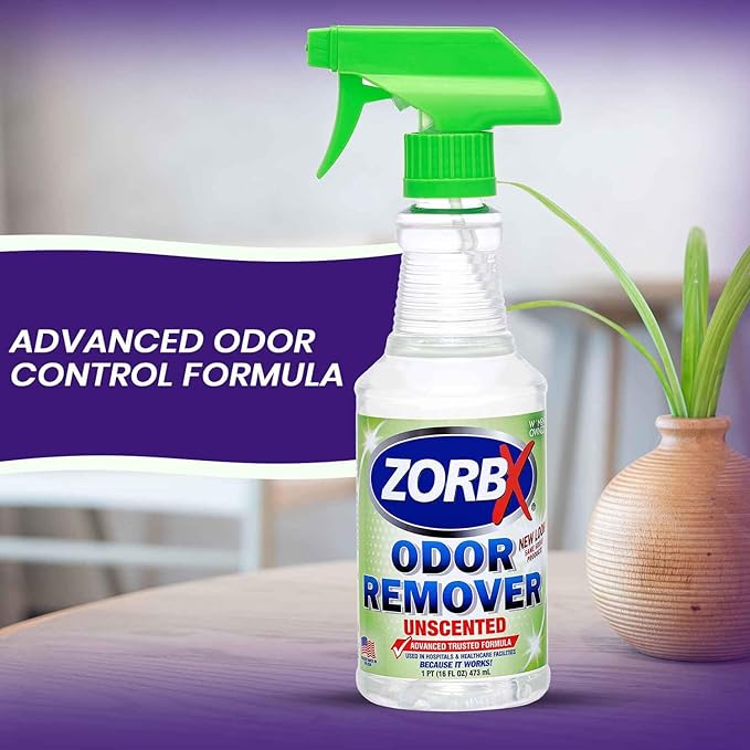 ZORBX Unscented Odor Eliminator for Strong Odor - Used in Hospitals & Healthcare Facilities | Advanced Trusted Formula, Fast-Acting Odor Remover Spray for Dog, Cat, House & Carpet (16 Oz.)