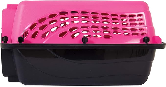 Petmate Two Door Pet Kennel for Pets up to 15 Pounds, Pink/Black, 19" Long, Made in USA