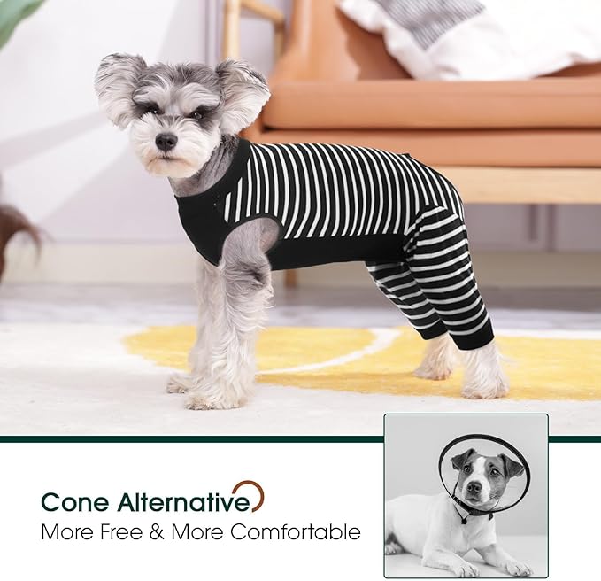Kuoser Dog Recovery Suit for Back Legs, Soft Dog Surgery Suit with Sleeves to Stop Licking, Dog Recovery Sleeve Elbow Protector Pet Surgical Onesie for Abdominal Wounds, Dog Cone Alternative, Black M