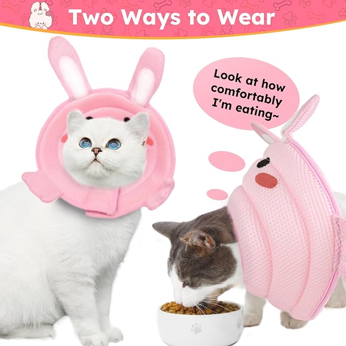 Cat Cone Collar Soft, Cute Cat Recovery Collar, Comfortable Cat Neck Cone for Wound Healing, Protective Pet Elizabethan Collar for Kitten Cat, Not Block Vision