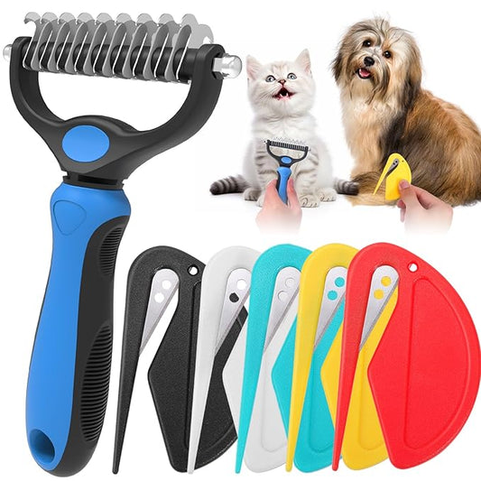 Pet Grooming Brush and Knotting Comb Tools,2024 Multifunctional Pet Shedding Comb for Removing Tangled and Loose Hair,Dematting Deshedding Undercoat Rake for Dogs/Cats Grooming Supplies,6 Pcs