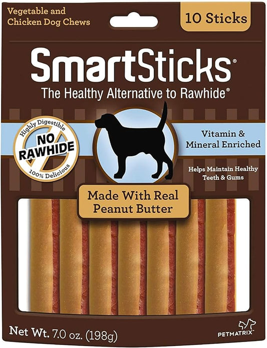 SmartBones SmartSticks, Treat Your Dog to a Rawhide-Free Chew Made With Real Meat and Vegetables, 10 Count (Pack of 1)