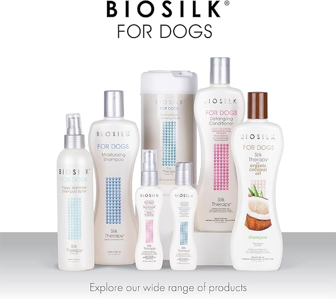 BioSilk for Dogs Silk Therapy Detangling Dog Shampoo | Sulfate Free and Paraben Free Shampoo for Dogs | Matted Hair Dog Detangler Shampoo for All Adult Dogs,Beige