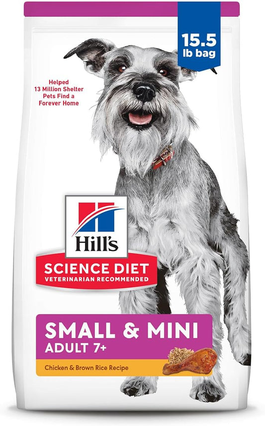 Hill's Science Diet Small & Mini, Senior Adult 7+, Small & Mini Breeds Senior Premium Nutrition, Dry Dog Food, Chicken, Brown Rice, & Barley, 15.5 lb Bag