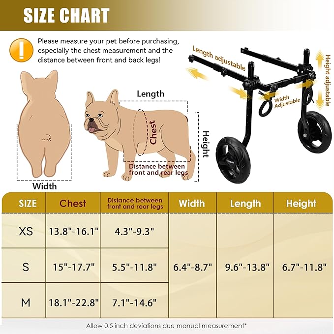 2024 Upgraded Dog Wheelchair for Back Legs Small wheelchair for dogs with Disabled Hind Legs Walking Adjustable Dog Carts with Wheels