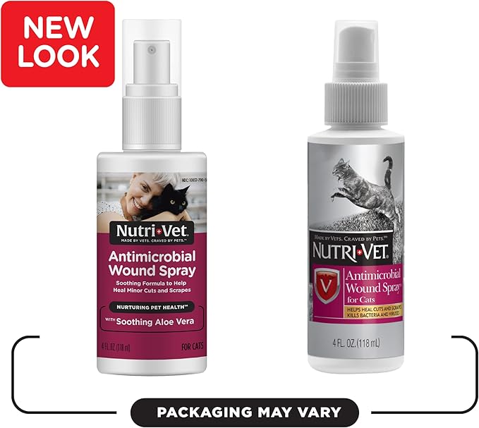 Nutri-Vet Antimicrobial Wound Spray for Cats | Helps Promote Healing and Reduce Pain | 4oz