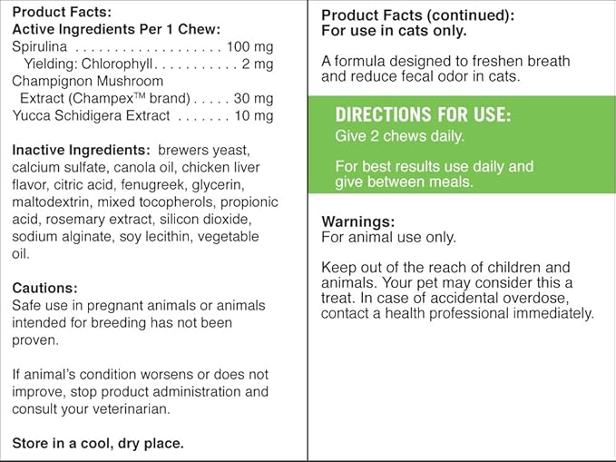 Pet Naturals Clean Scat Digestive Support Supplement for Cats, 45 Bite Sized Chews - Litter Box Odor Control and Intestinal Support