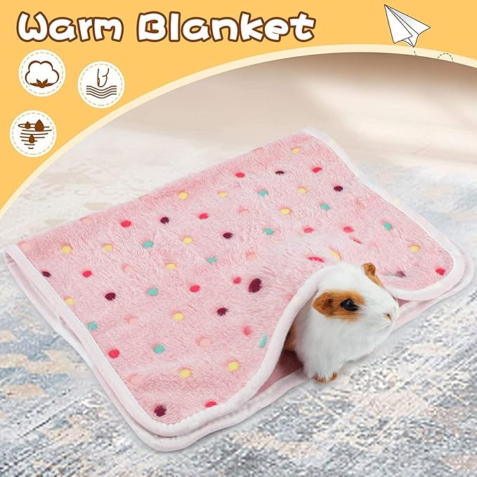 BWOGUE Guinea Pig Blanket, 3 Pack Small Animal Soft Warm Pet Fleece Blankets Sleep Mat Pad Cover Flannel Throw for Hamster Guinea Pig Rabbit Dog Cat Chinchilla Hedgehog