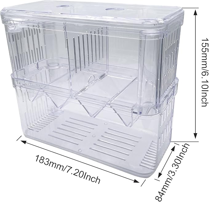 1Pcs Aquarium Fish Breeder Box Acrylic Fish Tank Pneumatic Hatchery Incubator Breeder Box Floating Fish Isolation Box with Suction Cups(Extra Large)