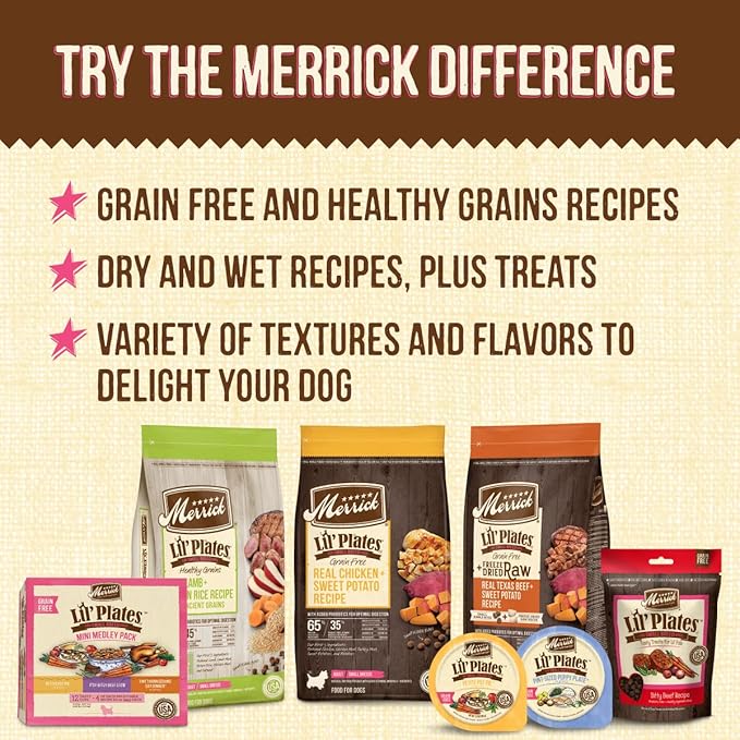 Merrick Lil’ Plates Premium Grain Free Natural, Soft Wet Dog Food For Small Dogs, Tiny Thanksgiving Day Dinner - (Pack of 12) 3.5 oz. Tubs
