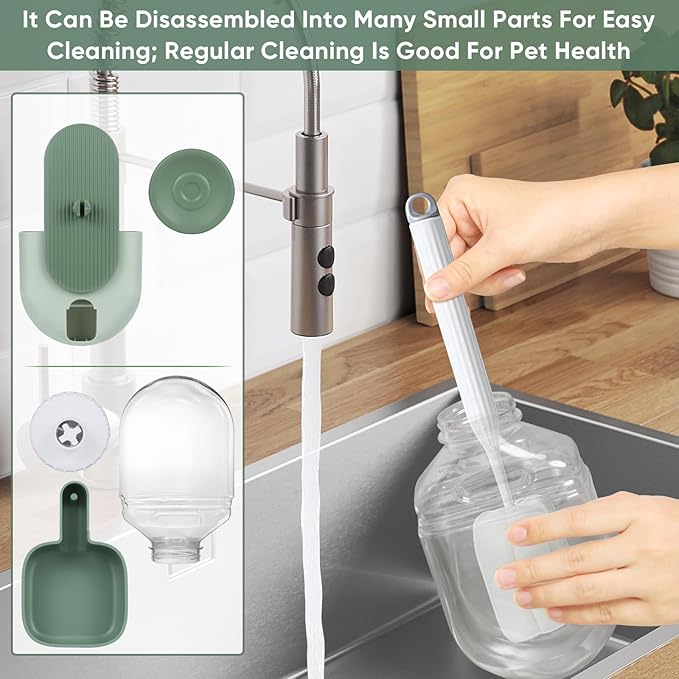 28oz Rabbit Water Bottle,Hanging Automatic Water Dispenser for Cage,Ferret Bunny Guinea Pig Water Bowl,Suitable for small animal(Cage Grid Spacing Over 1.2'')(Green)