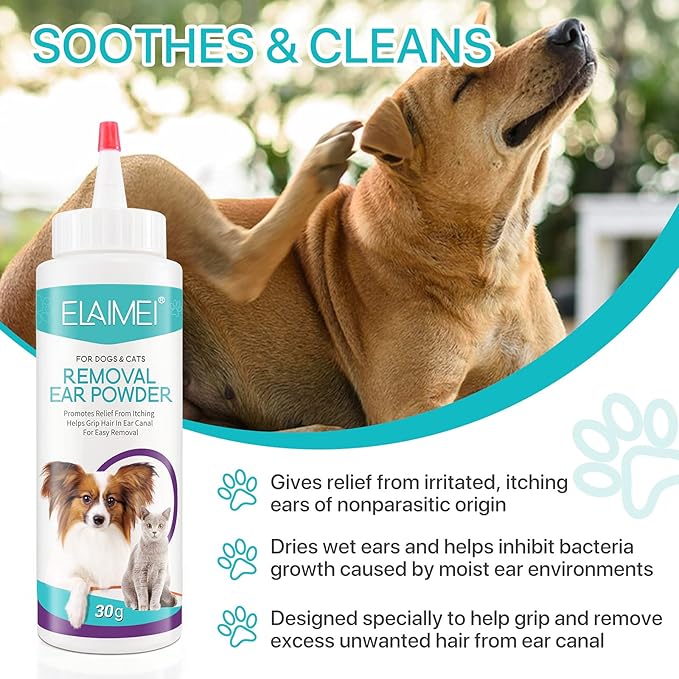 Dog Ear Cleaner - Removal Ear Powder for Pets,Dog Ear Infection Treatment,Supports Infection Prone Ears, Ear Odor in Pets (2PC Ear Powder)