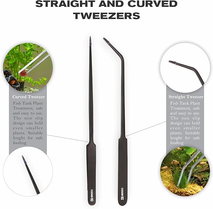 Dermax Aquascaping Equipment - Create Your Underwater Paradise Easily with Scissor Tweezer Spatula (Matte Black)
