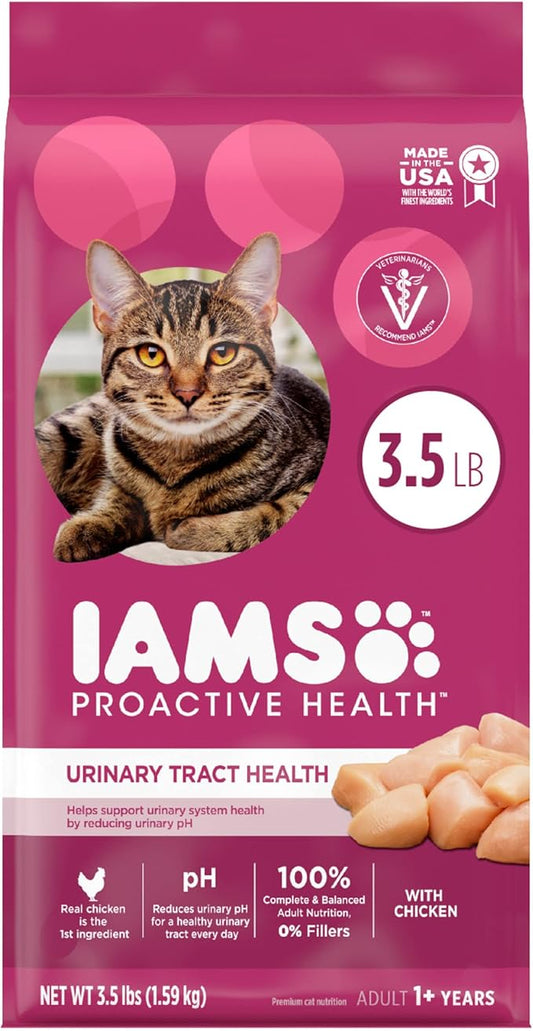 IAMS PROACTIVE HEALTH Adult Urinary Tract Healthy Dry Cat Food with Chicken Cat Kibble, 3.5 lb. Bag