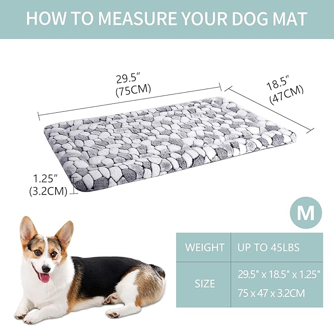 VANKEAN Dog Crate Pad Bed Mat Reversible (Cool & Warm), Soft Pet Sleeping Mat Dog Bed for Crate Suitable for Small to XX-Large Dogs and Cats, Machine Washable Crate Beds, Grey Stone Pattern